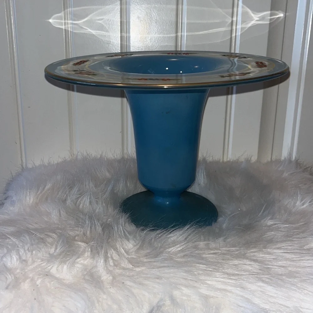 WESTMORLAND (unsigned) beautiful blue floral pedestal vase vintage - Picture 3 of 14